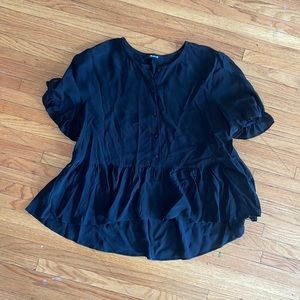 Madewell black button up flowy blouse.